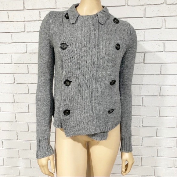 J.Crew Sweaters - J.Crew Gray Alpaca Merino Wool Double Breasted Collared Cardigan Old Money Small